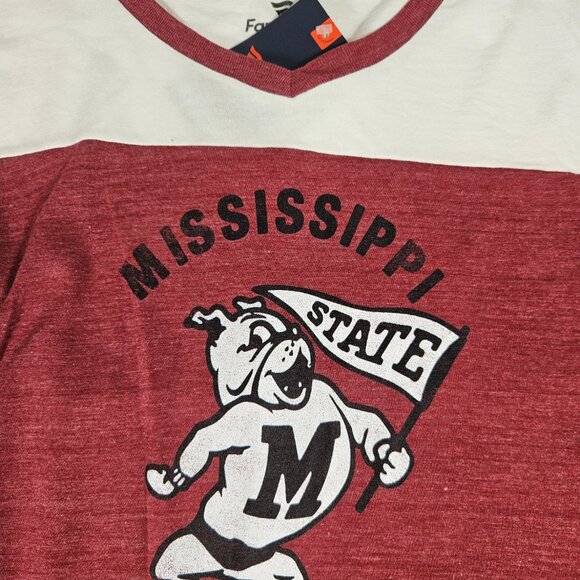 Mississippi State Bulldogs Raglan T-shirt by Fanatics Women's Size XL Burgundy - Picture 3 of 6